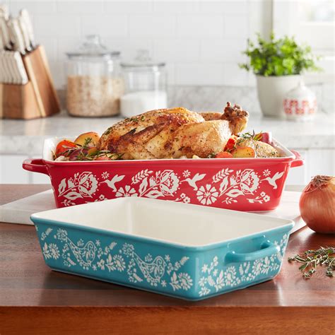 Maybe you would like to learn more about one of these? The Pioneer Woman Mazie 2-Piece Ceramic Red Rectangle ...