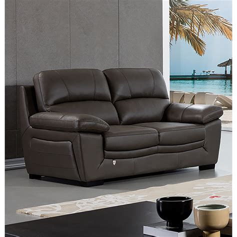 Ek045 Taupe Brown Color With Italian Leather Loveseat