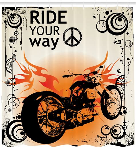 Manly Decor Motorcycle Image With Ride Your Way Text Peace Sign Freedom