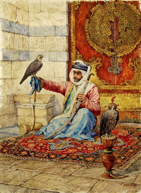 Nikolai Nikolaevich Karazin Russian 1842 1908 Arab Falconer In A