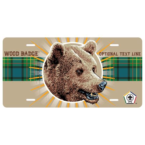 Wood Badge Realistic Bear Tartan License Plate