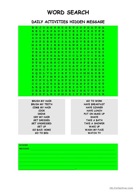 WORD SEARCH DAILY ACTIVITIES HIDDEN English ESL Worksheets Pdf Doc