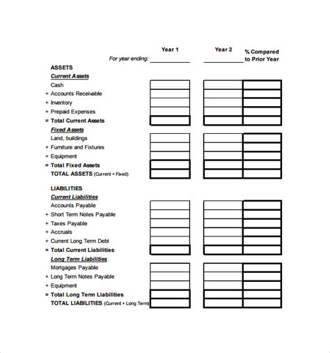Free 20 Sample Balance Sheet Templates In Ms Word Pdf