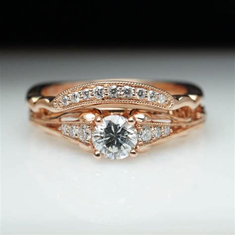 The duchess of cambridge's engagement ring is the ultimate vintage piece. Vintage Antique Style Diamond Engagement Ring & Matching Wedding Band 14k Rose Gold Engagement ...