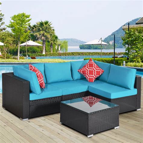 Patio Dining Sets Clearance, 5 Piece Patio Furniture Sets, 4 Rattan ...