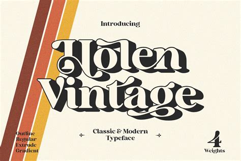 Holen Vintage Retro Serif Font Design Cuts