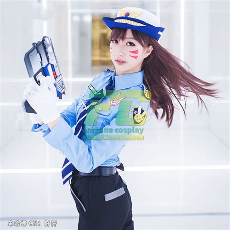Free Shipping Overwatch Dva Police Officier Cop Dva Cosplay Costume