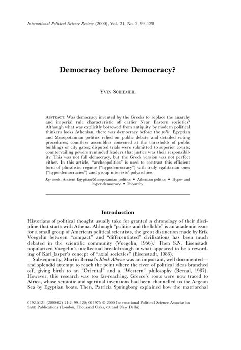 Pdf Democracy Before Democracy