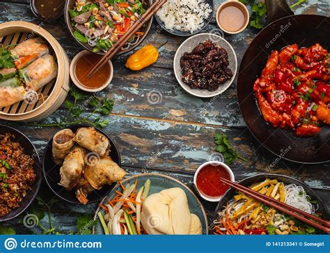 Assorted Chinese Dishes Stock Image Image Of Fried 141213341