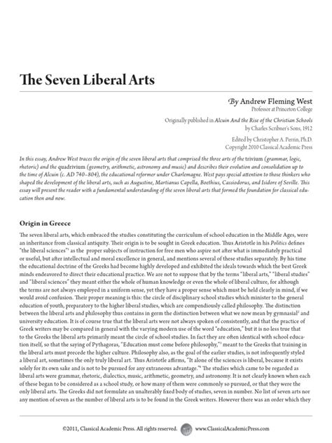 The Seven Liberal Arts Pdf Liberal Arts Education Rhetoric
