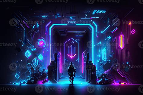 Generative Ai Illustration Of Gaming Background Abstract Cyberpunk