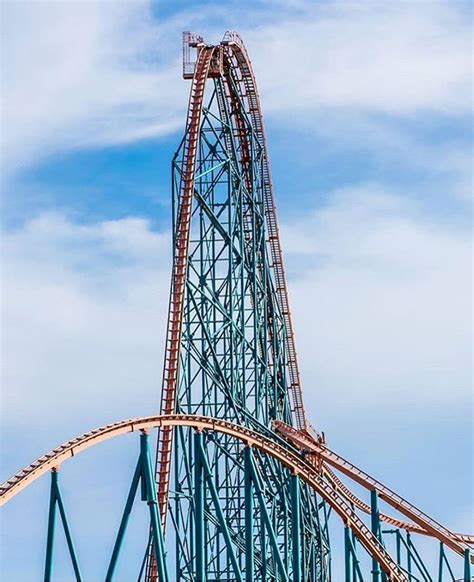 An Amusement Park Roller Coaster Going Through The Air On A Clear Day