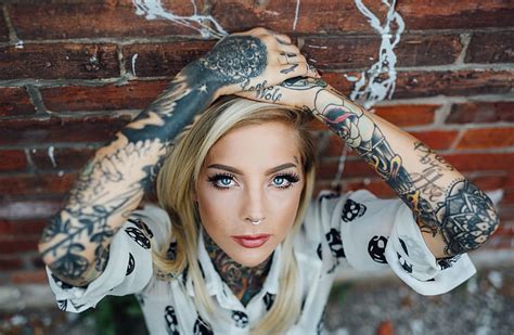 HD Wallpaper Madison Skye Blonde Tattoo Women Wallpaper Flare