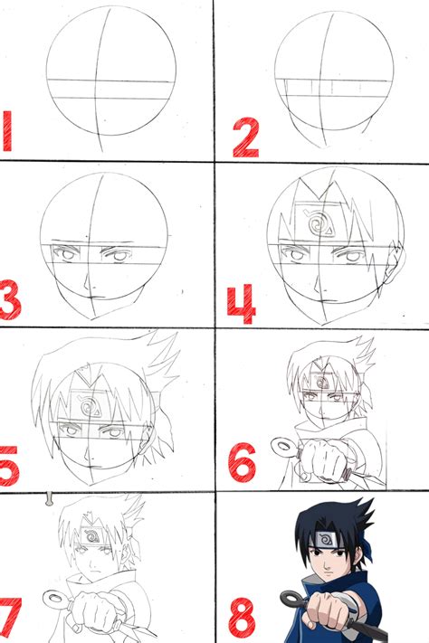 Learn How To Draw Sasuke Uchiha From Naruto Naruto Step By Step My