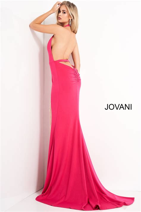 Jovani Hot Pink Halter Neck Backless Prom Dress Free Hot Nude