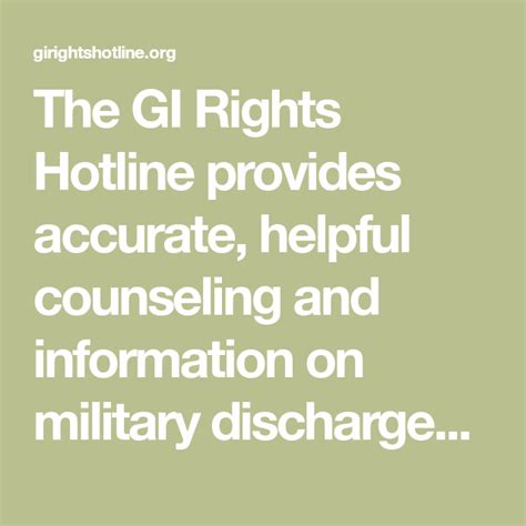 The Gi Rights Hotline Provides Accurate Helpful Counseling And