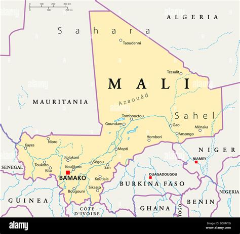 Mapa Político De Malí Fotografía De Stock Alamy