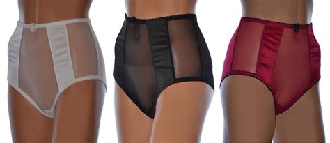 sheer mesh knickers with satin front panels high waisted vintage style panties ebay