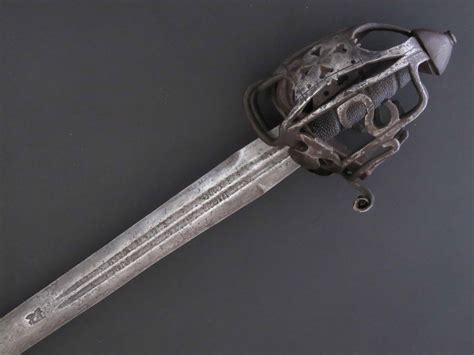 Basket Hilted Scottish Broad Sword With “s” Bar Hilt Circa 1700 Alban