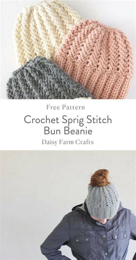 Daisy Farm Crafts Crochet Hats Crochet Beanie Pattern Bun Hat
