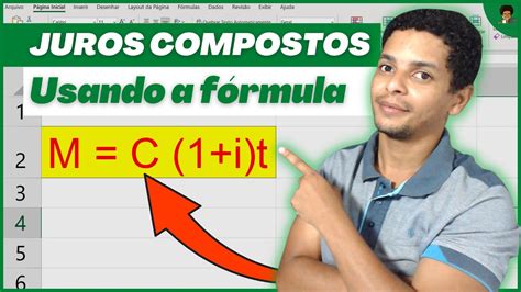Como calcular juros compostos no Excel usando a fórmula M C i t YouTube