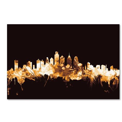 Ivy Bronx Philadelphia Pa Skyline Gold Graphic Art On Canvas Wayfair