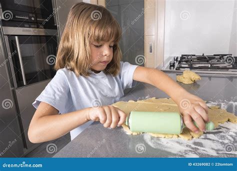 Little Girl Making Cookie Dough Stock Photo Image Of Caucasian