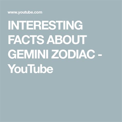 Interesting Facts About Gemini Zodiac Youtube Gemini Zodiac Gemini