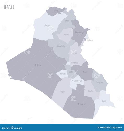Iraq Political Map Of Administrative Divisions Stock Vector