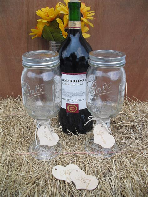 Redneck Wine Glasses Set Of Ball Mason Jars For Bride And Etsy