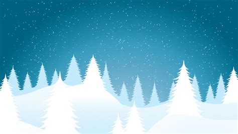 Full HD Winter Scene On Blue Background - Falling Snow Over Pine Trees ...