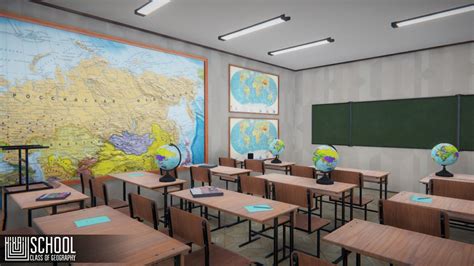 School Class Of Geography 3d Interior Unity Asset Store Sponsored