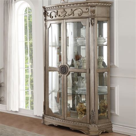 Acme Furniture Northville Traditional Tall Glass Curio Cabinet With 4
