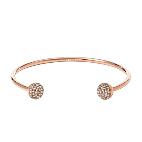 Fossil Jewellery Rose Gold Plated Crystal Ball Bangle JF01411791