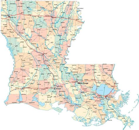 Digital Louisiana State Map In Multi Color Fit Together Style To Match