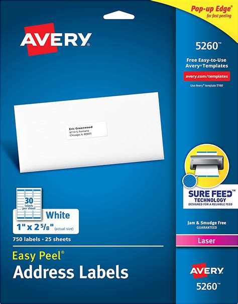 Avery 5260 étiquette Dadresse Blanc Étiquettes Dadresses Blanc