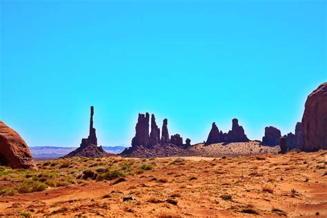 Totem Pole And Yei Bi Chei Formations Monument Valley Navajo Nation