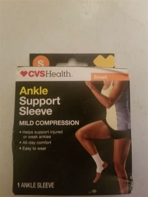 Cvs Health Ankle Support Sleeve Mild Compression Size Small Color White