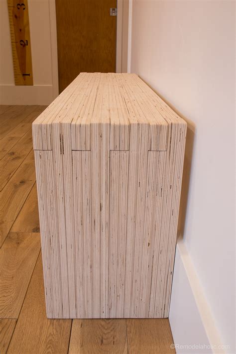 Remodelaholic Diy Modern Plywood Bench Tutorial Half Lap Construction