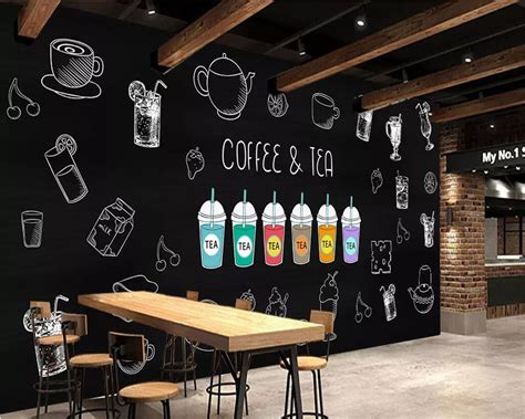 Beibehang Custom Wallpaper Hand Painted Coffee Coffee Shop Background