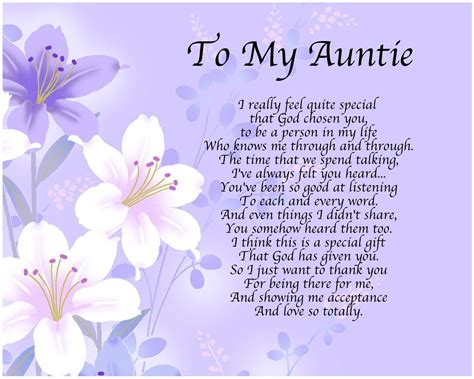 Personalised To My Auntie Poem Mothers Day Birthday Christmas Gift