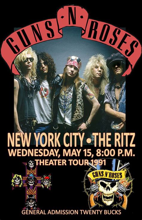 Guns N Roses The Ritz Nyc Replica 1991 Concert Poster Concert