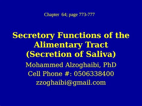 Pptx Secretory Functions Of The Alimentary Tract Secretion Of Saliva