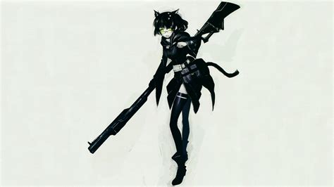 1201788 Long Hair Armor Anime Girls Thigh Highs Black Rock Shooter Black Hair Skeleton