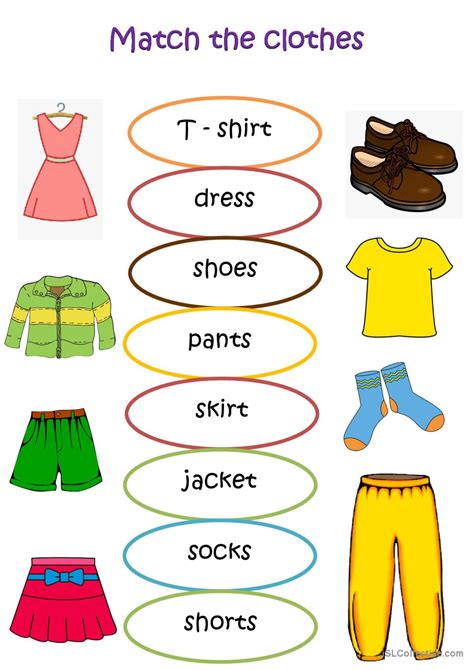 Matching Clothes For Beginners English Esl Worksheets Pdf And Doc