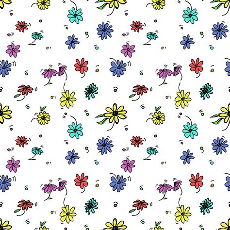 Seamless Floral Pattern Illustration With Colored Flowers 9393828 Png