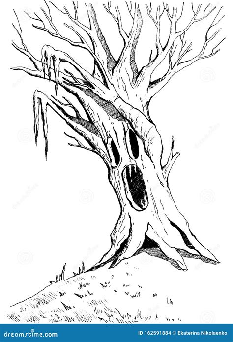 Angry Enchanted Tree With Scary Face Halloween Monsters Spooky Haunted