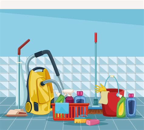 Housekeeping Cleaning Cartoon 654750 Vector Art At Vecteezy