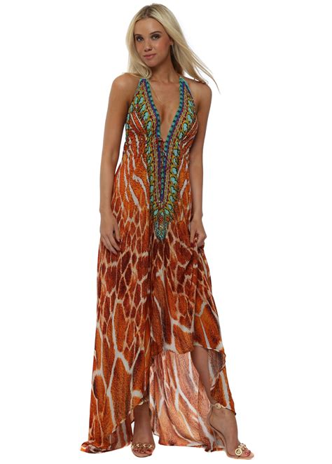 Women's spaghetti strap animal print maxi dress. Woodford & Reay Dress - Amber Animal Print Maxi