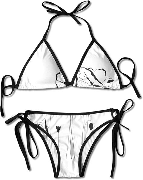 Fuliya Ladies Halter Swimwear Printed Two Piece Bikini Sets Sexy Swimsuitmonochrome Herbs With